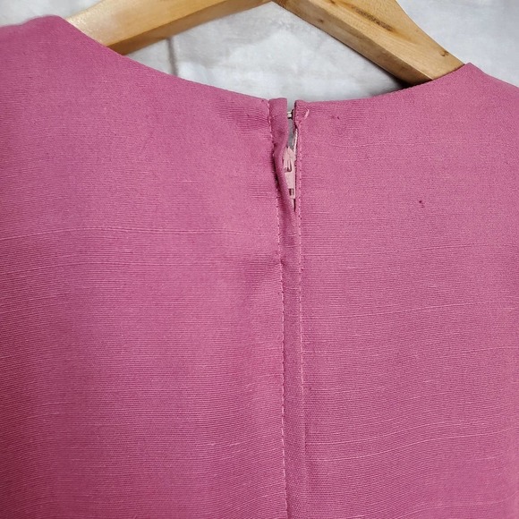 Vintage 70s Dress Womens Large Pink Pleated A Line Midi Modest Retro Barbie - Picture 8 of 11